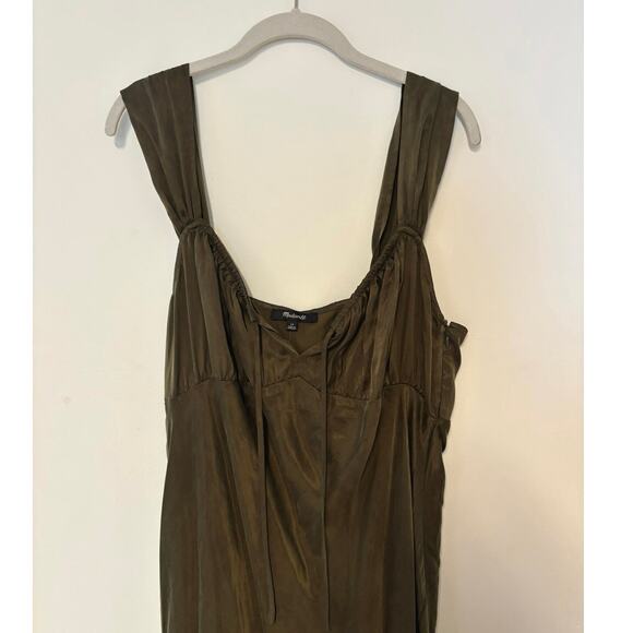NWT Madewell Square-Neck Midi Dress In Expedition Green Size 14 - Picture 7 of 10
